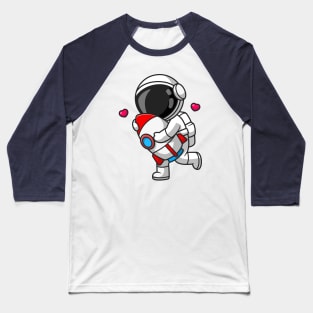 Cute Astronaut Hug Rocket Cartoon Baseball T-Shirt